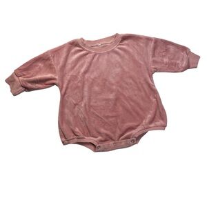 6M Pink Velvety Baggie Bodysuit